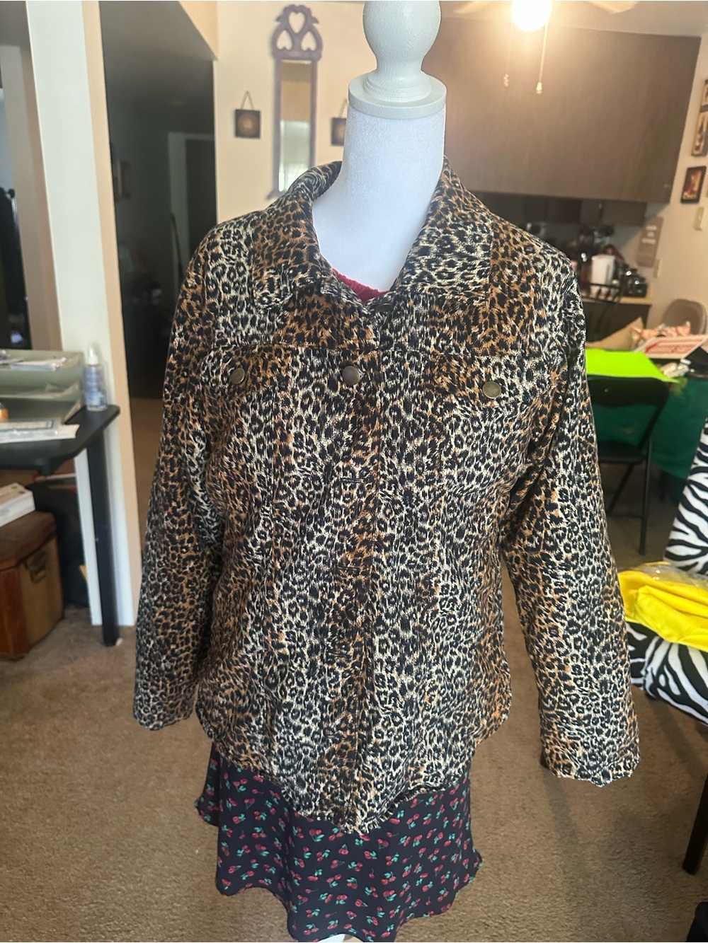 Leopard Print Women's Jacket - Chic Animal Print Coat corduroy